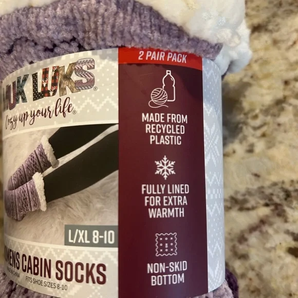 Muk Luks Purple Women's Cabin Socks - 2 Pair Pack - Picture 8 of 9